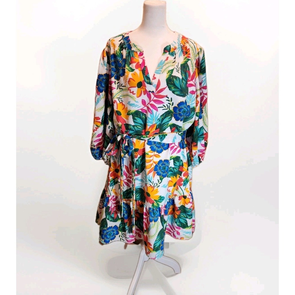NWT Jessica Howard Missy Colorful Tropical Floral Dress Sz 20W Resort Breezy $99